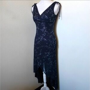 Ruby Rox‎ Navy Blue Glitter Floral High Low Maxi Dress